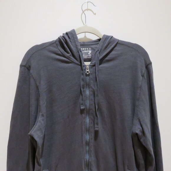 FAHERTY Sunwashed Slub Cotton Zip-Up Hoodie in Gray Casual Normcore Travel M - Picture 4 of 15